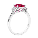 3 stone princess diamond ring in sleek white gold.