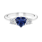 3 stone Heart diamond ring set in a delicate band.
