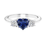 3 stone Heart diamond ring set in a delicate band.
