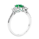 3 stone diamond engagement ring with Heart shaped center in white gold.