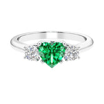 3 stone Heart diamond ring set in a delicate band.