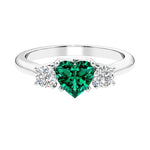 3 stone Heart diamond ring set in a delicate band.