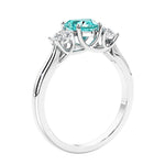3 stone diamond engagement ring with Heart shaped center in white gold.
