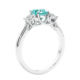 3 stone diamond engagement ring with Heart shaped center in white gold.