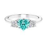 3 stone Heart diamond ring set in a delicate band.