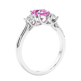 3 stone diamond engagement ring with Heart shaped center in white gold.