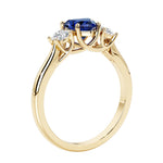 Three stone Heart shaped engagement ring with vintage styling.