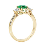 Three stone Heart shaped engagement ring with vintage styling.