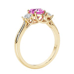 Three stone Heart shaped engagement ring with vintage styling.