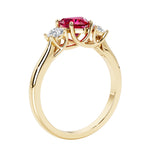Three stone Heart shaped engagement ring with vintage styling.