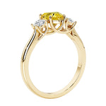 Three stone Heart shaped engagement ring with vintage styling.