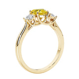 Three stone Heart shaped engagement ring with vintage styling.