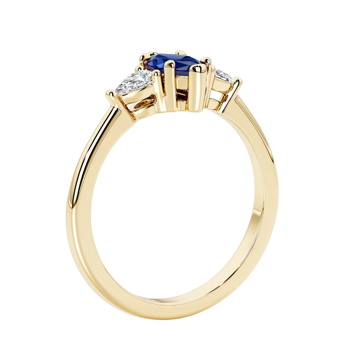 Three stone marquise wedding ring in bold and unique silhouette.