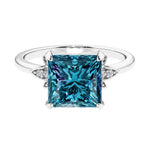 Nature inspired ringprincess cut Alexandrite and brilliant round diamonds.