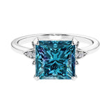 Nature inspired ringprincess cut Alexandrite and brilliant round diamonds.
