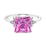 Nature inspired ringprincess cut pink sapphires and brilliant round diamonds.