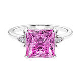 Nature inspired ringprincess cut pink sapphires and brilliant round diamonds.