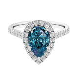 Halo ring with diamond french pave band.