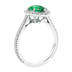 Gold french pave ring with Colombian Emerald.