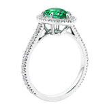 Gold french pave ring with Colombian Emerald.