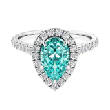 Halo ring with diamond french pave band.