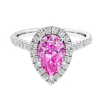 Halo ring with diamond french pave band.