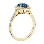 Beautiful alexandrite french pave diamond engagement ring with classic styling.