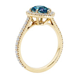 Beautiful alexandrite french pave diamond engagement ring with classic styling.