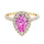 Pear shaped pink sapphire and french pave diamond ring.