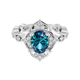 Antique oval alexandrite and diamod ring white gold