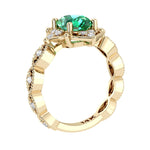 Beautiful colombian emerald modern art deco diamond engagement ring, made for vintage jewelry lovers.