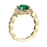Beautiful emerald modern art deco diamond engagement ring, made for vintage jewelry lovers.