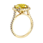 Sparkling Yellow Sapphire French Pave Diamond Halo crafted in 14K Yellow Gold halo ring Pel and Co yellow diamond inspired elegance