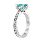Marquise Paraiba Tourmaline Antique Style Ring engraved 14K Gold vivid blue green gemstone Pel and Co