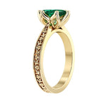 Marquise Zambian Emerald Engagement Ring vintage engraved band 14K Gold timeless heirloom design Pel and Co