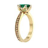 Marquise Zambian Emerald Engagement Ring vintage engraved band 14K Gold timeless heirloom design Pel and Co