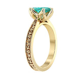 Marquise Paraiba Tourmaline Engagement Ring vintage engraved band 14K Gold rare luxury design Pel and Co