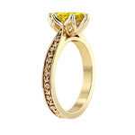 Marquise Yellow Sapphire Engagement Ring vintage engraved band 14K Gold heirloom style Pel and Co