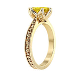 Marquise Yellow Sapphire Engagement Ring vintage engraved band 14K Gold heirloom style Pel and Co