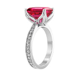 Emerald Cut Ruby Antique Style Ring engraved 14K Gold fine jewelry Pel and Co