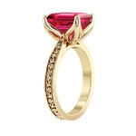 Emerald Cut Ruby Engagement Ring vintage engraved band 14K Gold timeless design Pel and Co
