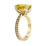 Emerald Cut Yellow Sapphire Engagement Ring vintage engraved band 14K Gold heirloom style Pel and Co