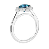 Alexandrite Vintage Style Ring princess cut halo setting 14K Gold rare gemstone jewelry Pel and Co