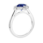 Blue Sapphire Vintage Style Ring princess cut halo setting 14K Gold fine jewelry Pel and Co