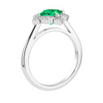 Colombian Emerald Vintage Style Ring princess cut halo setting 14K Gold luxury jewelry Pel and Co