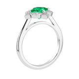 Colombian Emerald Vintage Style Ring princess cut halo setting 14K Gold luxury jewelry Pel and Co