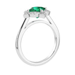Emerald Vintage Style Ring princess cut halo setting 14K Gold luxury jewelry Pel and Co
