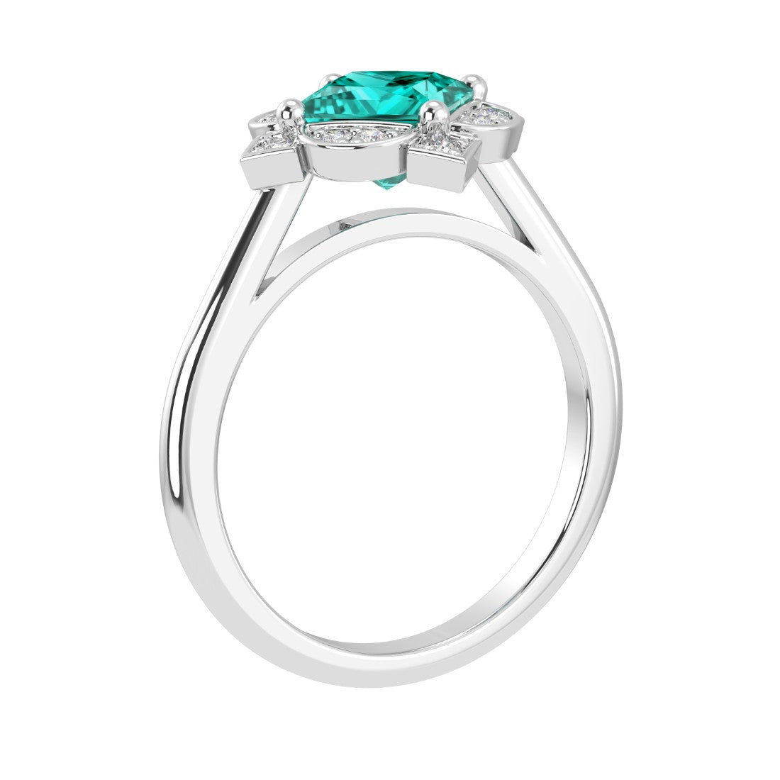 Paraiba Tourmaline Vintage Style Ring princess cut halo setting 14K Gold rare luxury jewelry Pel and Co