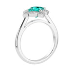 Paraiba Tourmaline Vintage Style Ring princess cut halo setting 14K Gold rare luxury jewelry Pel and Co