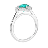Paraiba Tourmaline Vintage Style Ring princess cut halo setting 14K Gold rare luxury jewelry Pel and Co